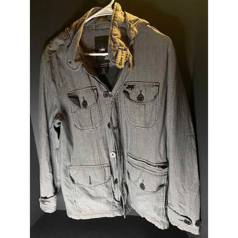 Lost Enterprises Military Jacket Full Zip Gray Skateboard Mens M Utility Pockets